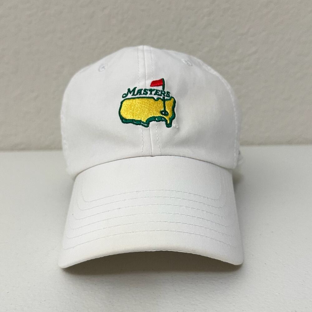 MASTERS Golf Hat Unisex White Embroidered Logo Stretch Adjustable Sports